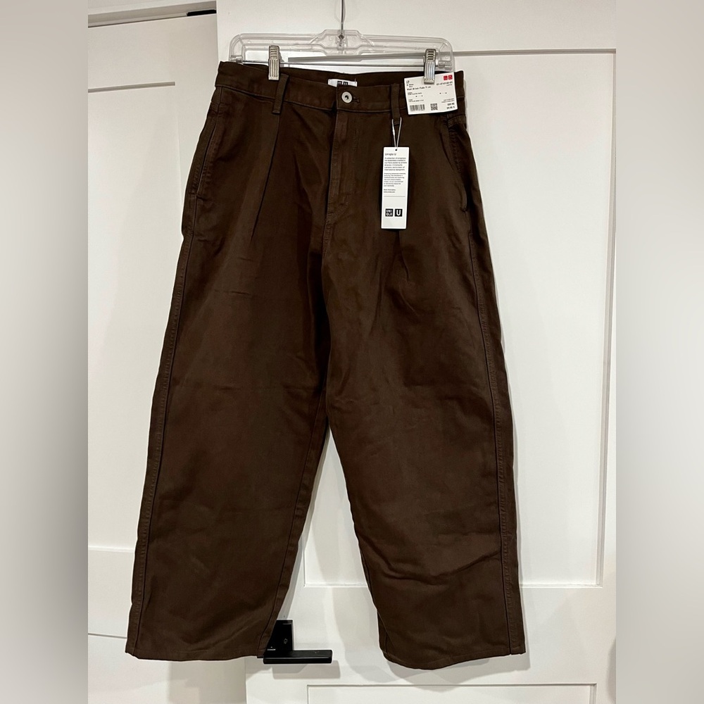 Uniqlo Women’s New Brown Denim Pleated Pants